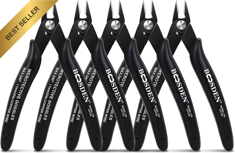 Flush Cut Pliers, 5 Pack, 5 Inch Small Wire Cutters,  170 Wire Cutters Flush Cut