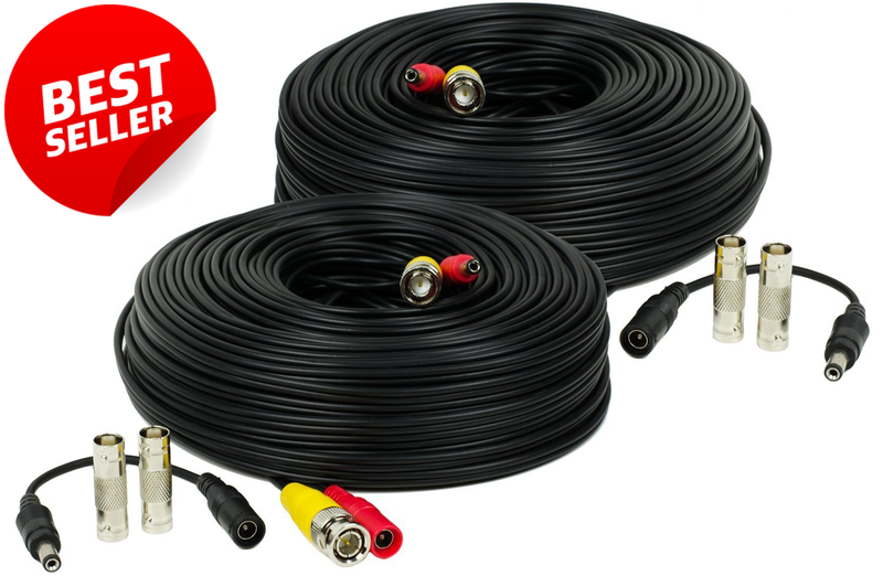 2 Pack 150ft BNC Video Power CCTV Camera Cable Siamese DVR HD-CVI 960H - US