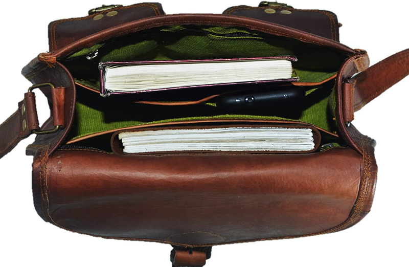 13-Inch Leather Crossbody Bags for Women Vintage Style Genuine Hobo Handmade Bro