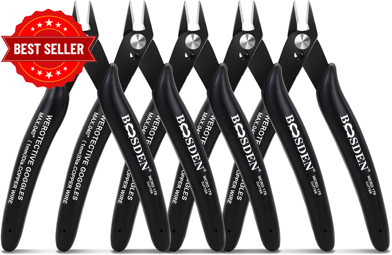 Flush Cut Pliers, 5 Pack, 5 Inch Small Wire Cutters,  170 Wire Cutters Flush Cut