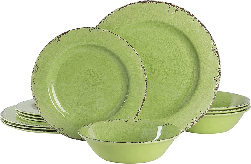 Laurie Gates by Gibson Mauna 12 Piece Green Melamine Dinnerware Set