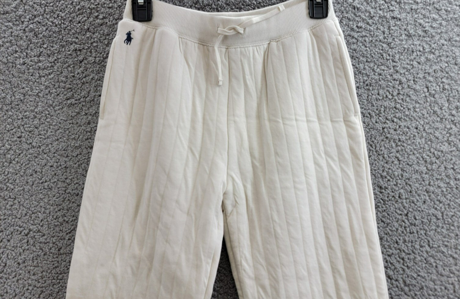 Polo Ralph Lauren Quilted Jogger Pant Big Girls L (12-14) Antique Cream Pull On - Picture 3 of 17