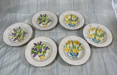 Rainbow Hand Painted Collection Tabletops unlimited Pasta Salad Bowls 10'' Set 6