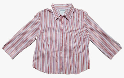 Fred David Women s Large Striped Blouse Top Shirt 3/4 Sleeve Stretch