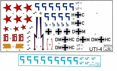 Amodel 72314 1/72 Polikarpov UTI-4 decals only