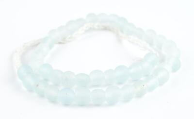 Clear Aqua Round Java Recycled Glass Beads 11mm Ghana African Sea Glass Handmade