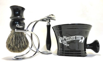 COL CONK BLACK SHAVING SET RAZOR/BOWL/BRUSH/STAND