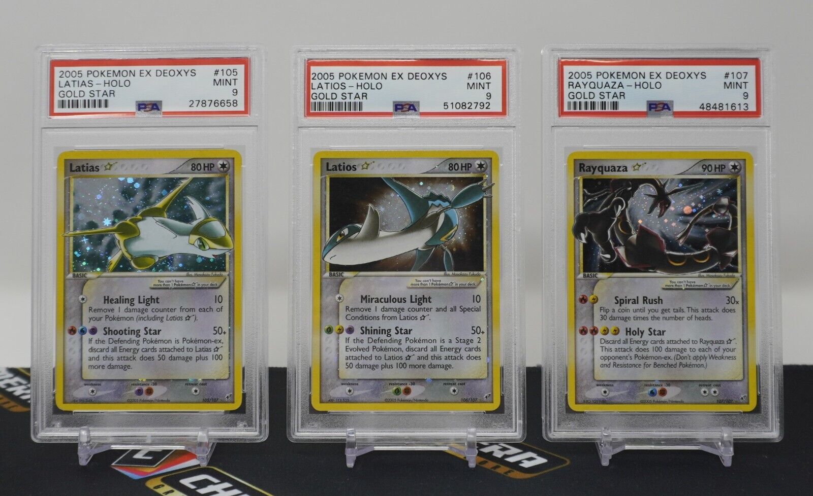 PSA 9 MINT Latias #105 Rayquaza #107 Latios #106 Gold Star PSA 9 MINT Latias #105 Rayquaza #107 Latios #106 Gold Star
