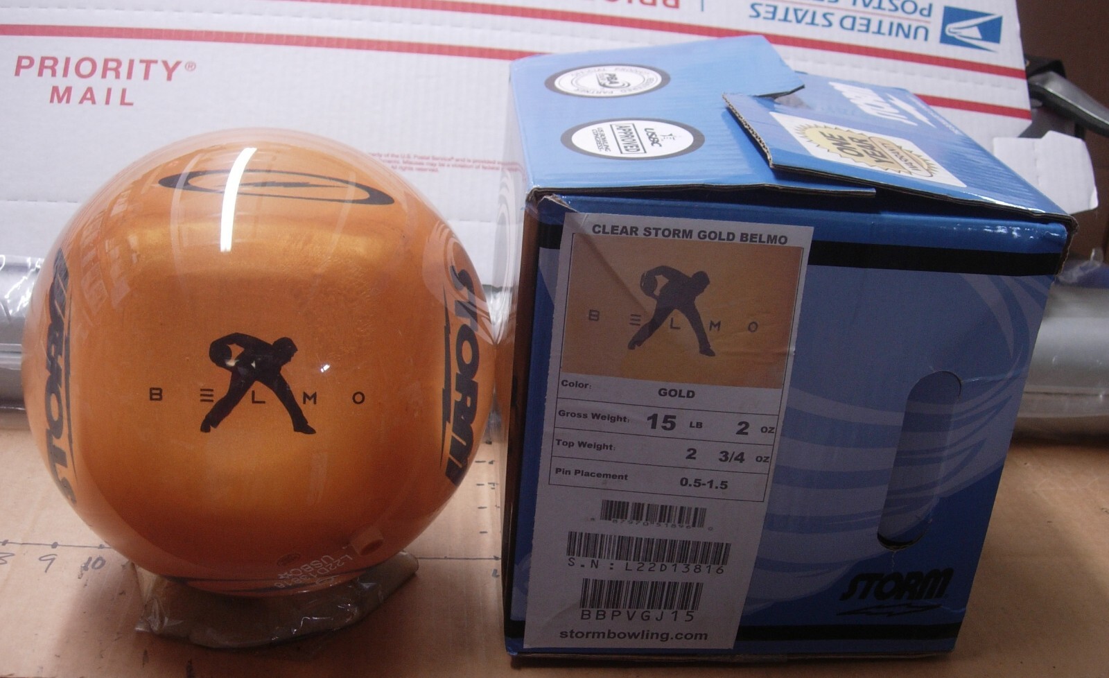 g4 15 Pounds NIB Storm CLEAR STORM GOLD BELMO Bowling Ball
