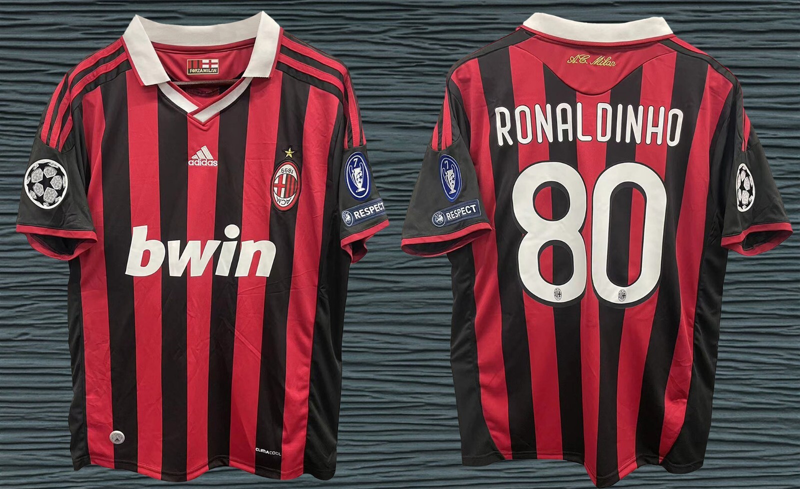 Ronaldinho #80 AC Milan 2009/2010 Home Jersey Free Ronaldinho #80 AC Milan 2009/2010 Home Jersey Free