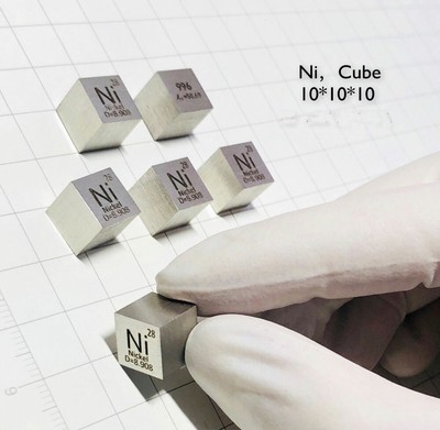 1Pcs Cube 10x10x10mm Ni Nickel Cube Pure 99.95% Carved Element Periodic Table