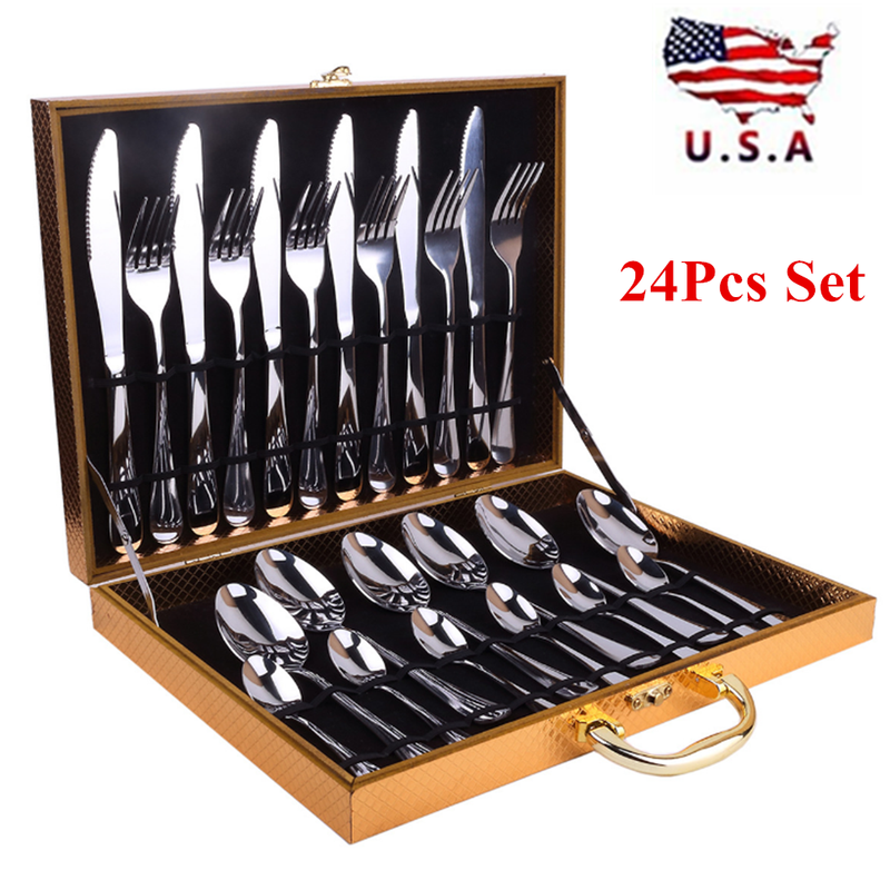 Подарочный столовый набор. Swiss home 1810 stainless steel 24k s0166. cutlery set набор 24 шт. столовые приборы набор cutlery set 24 шт swiss cold edelstahl. набор столовых приборов 24 stainless steel.