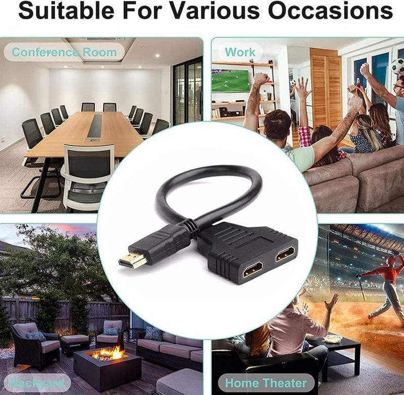 HDMI Splitter Adapter,1080P HDMI Male to Dual HDMI Femal 1 to 2 Way HDMI Splitte