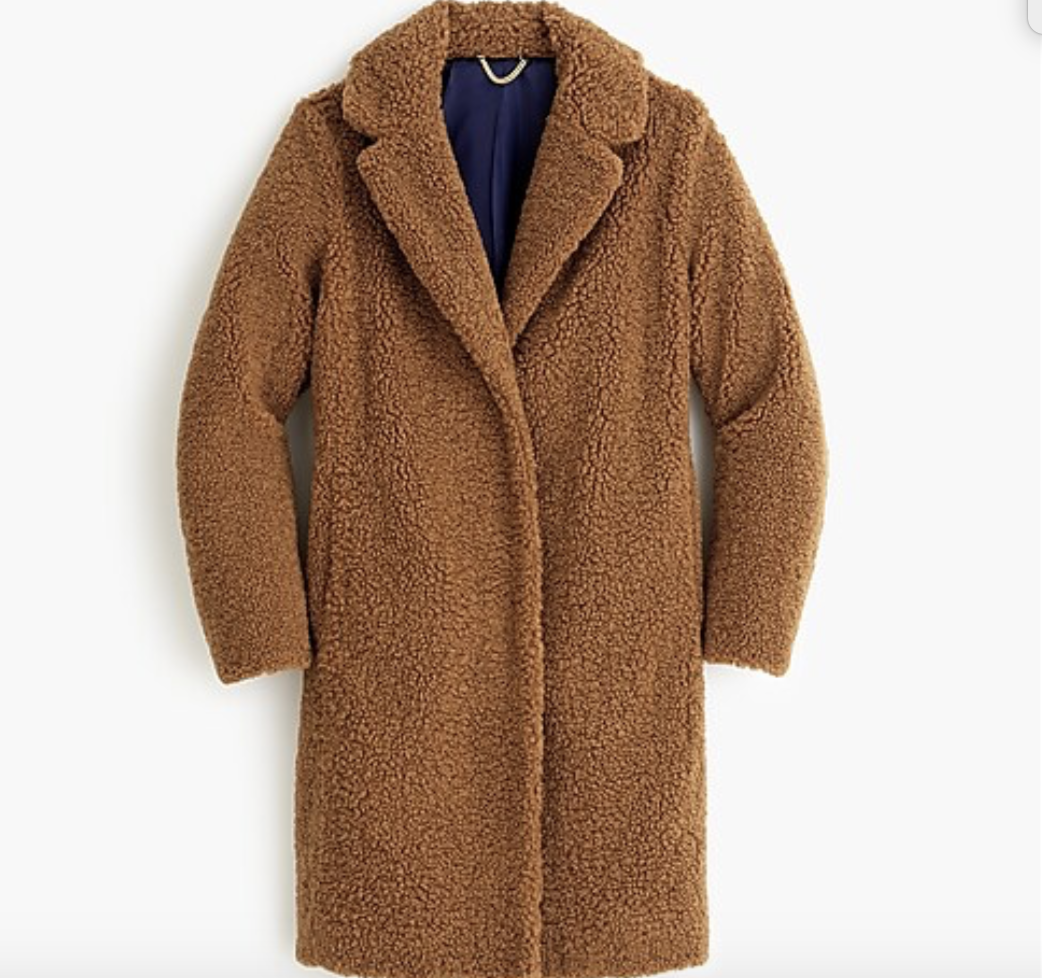 Pre-owned Jcrew J Crew Teddy Sherpa Topcoat In Warm Brandy