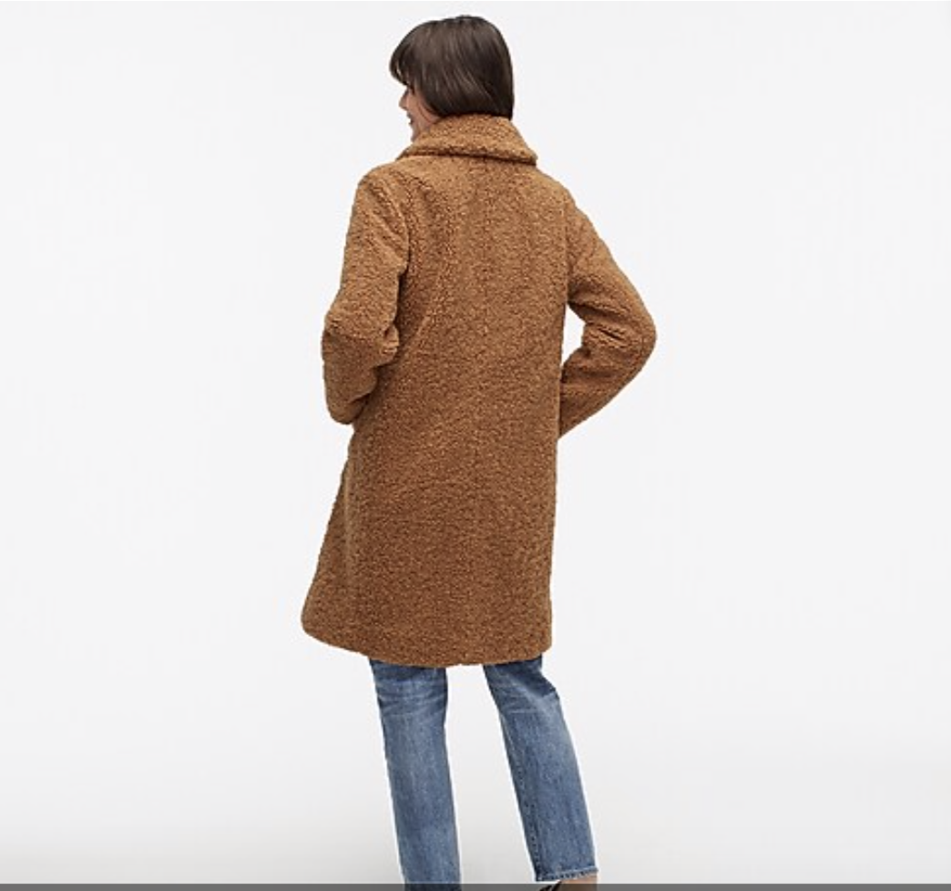 Pre-owned Jcrew J Crew Teddy Sherpa Topcoat In Warm Brandy