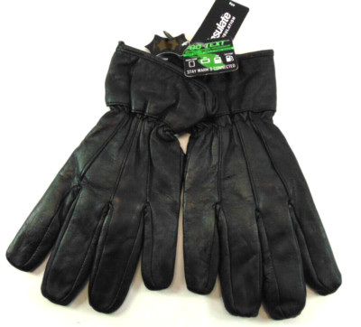 Thinsulate Mens Winter Gloves Wrist Seal Genuine Leather Black Large 40 gram