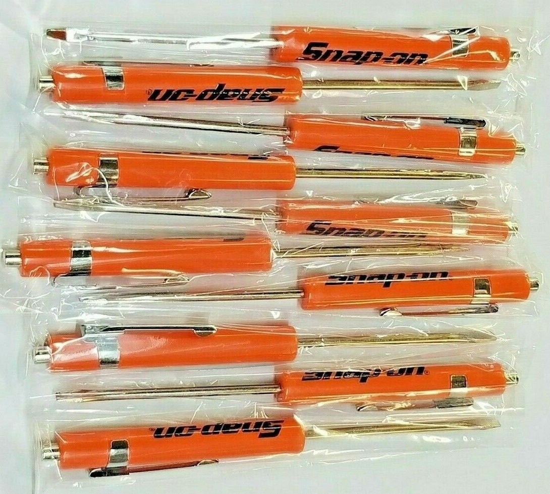 *new* 12 Orange Snap On Tools Flat Tip Pocket Screwdrivers W/clip