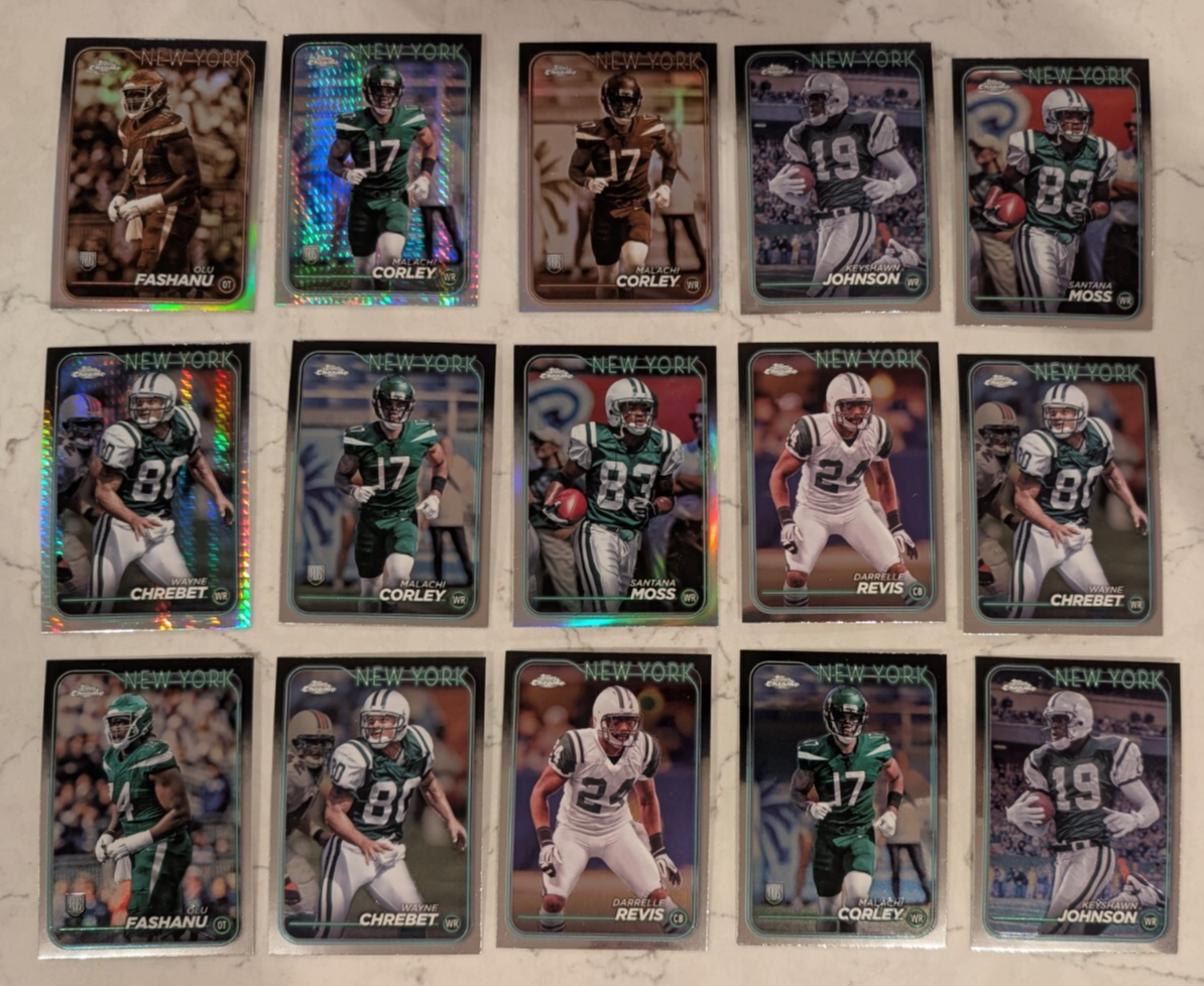 2024 Topps Chrome Football New York Jets Chrebet Prism Refractor Revis Keyshawn