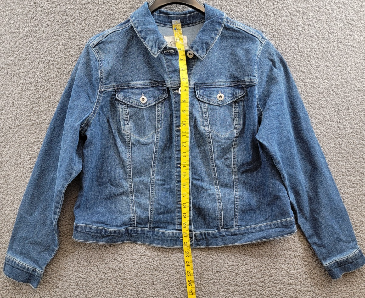 Jessica Simpson Trendy Plus Pixie Long Sleeve Denim Jacket Women's 1X Mercer - Picture 7 of 18