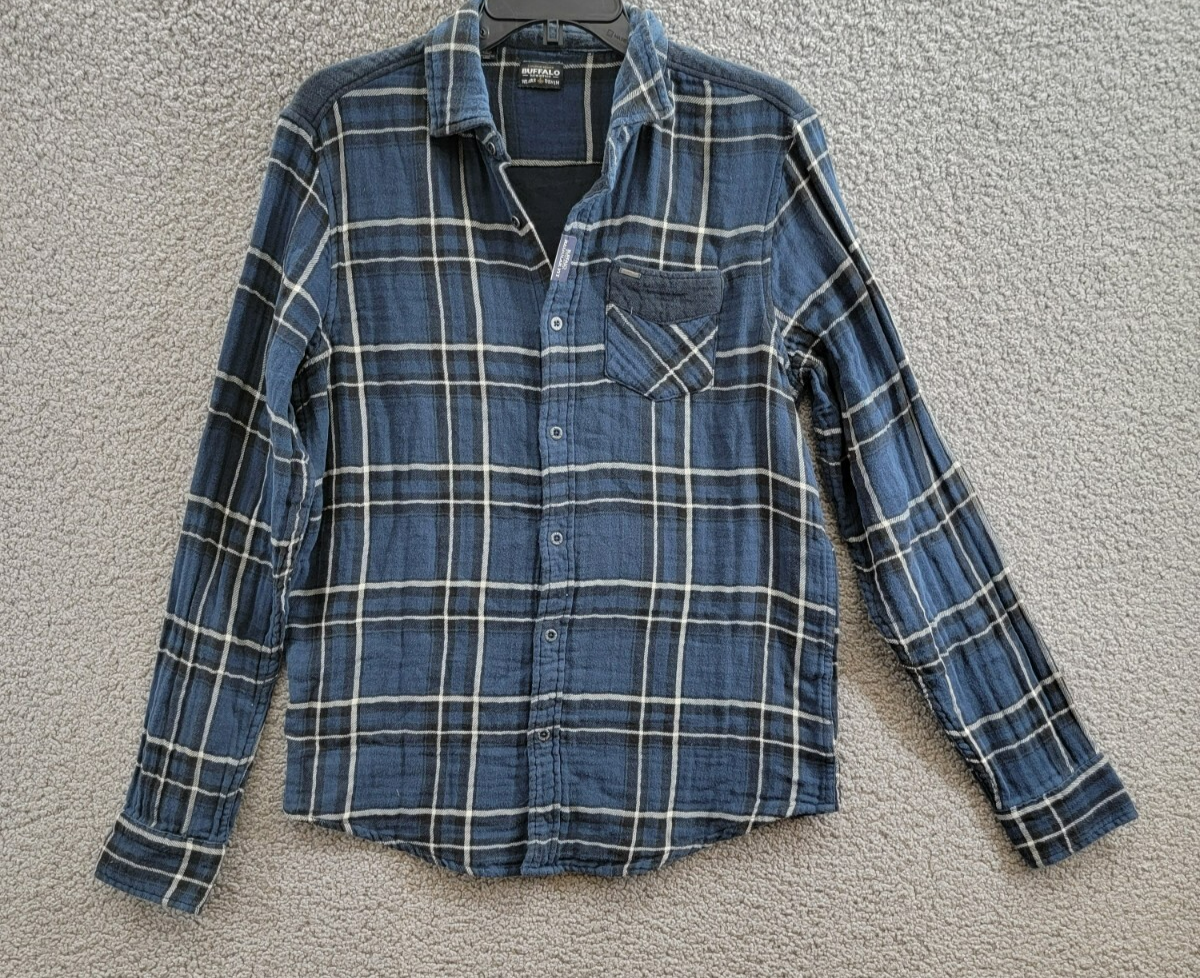 Buffalo David Bitton Sujay Plaid Long Sleeve Shirt Men's S Whale Patch Pocket - Picture 2 of 19