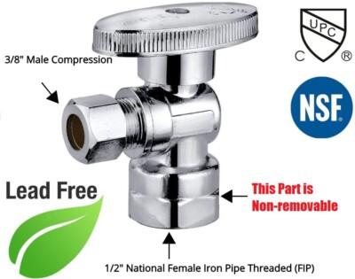 10Pcs Heavy Duty 1/2"FIP x 3/8"Comp 1/4Turn Angle Stop Water shut off Ball Valve