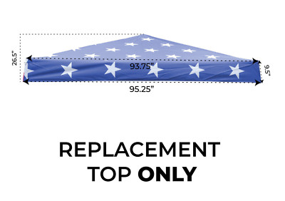 Pop Up Canopy Replacement TOP ONLY 10x10/8x8 Fits Slant Leg Frame American Flag