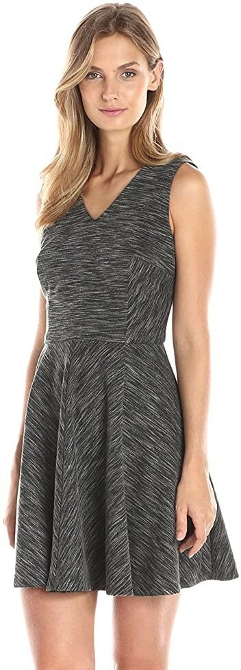 Nicole Miller 241139 Womens Gweneth V-Neck Flare & Flare Dress Grey/Multi Size 8