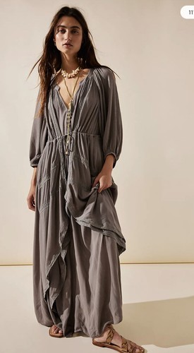 

Волнистое романтическое платье макси Free People Endless Summer Plenty Of Love, Gravel gray