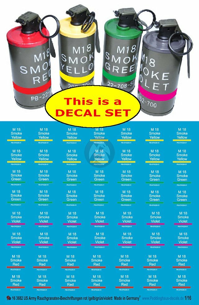 Peddinghaus 1/16 Markings for US M18 Colored Smoke Grenades