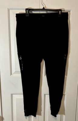 White House Black Market THE JOGGER Black Thick Knit sz Large GUC w60