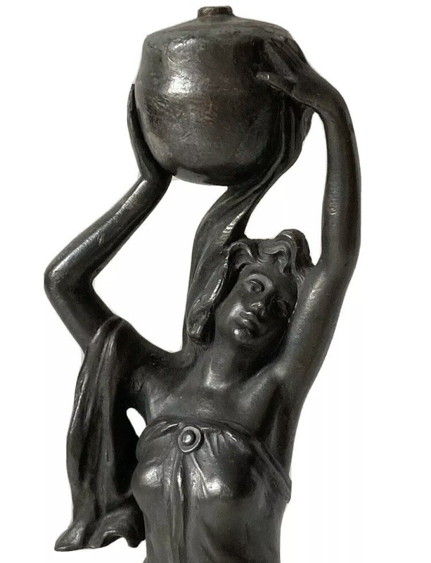 Wmf Sculpture Femme Porteuse ÃTain Art Nouveau Jugendstil SÃ©Cession Viennoise
