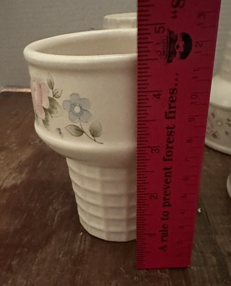 Pfaltzgraff TEA ROSE  Ice Cream Cone Dishes Set Of 4 New With Tag Pink Floral