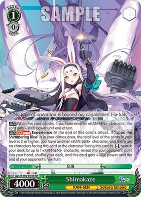 Weiss Schwarz Shimakaze Azur Lane AZL/S102-E036 Double Rare