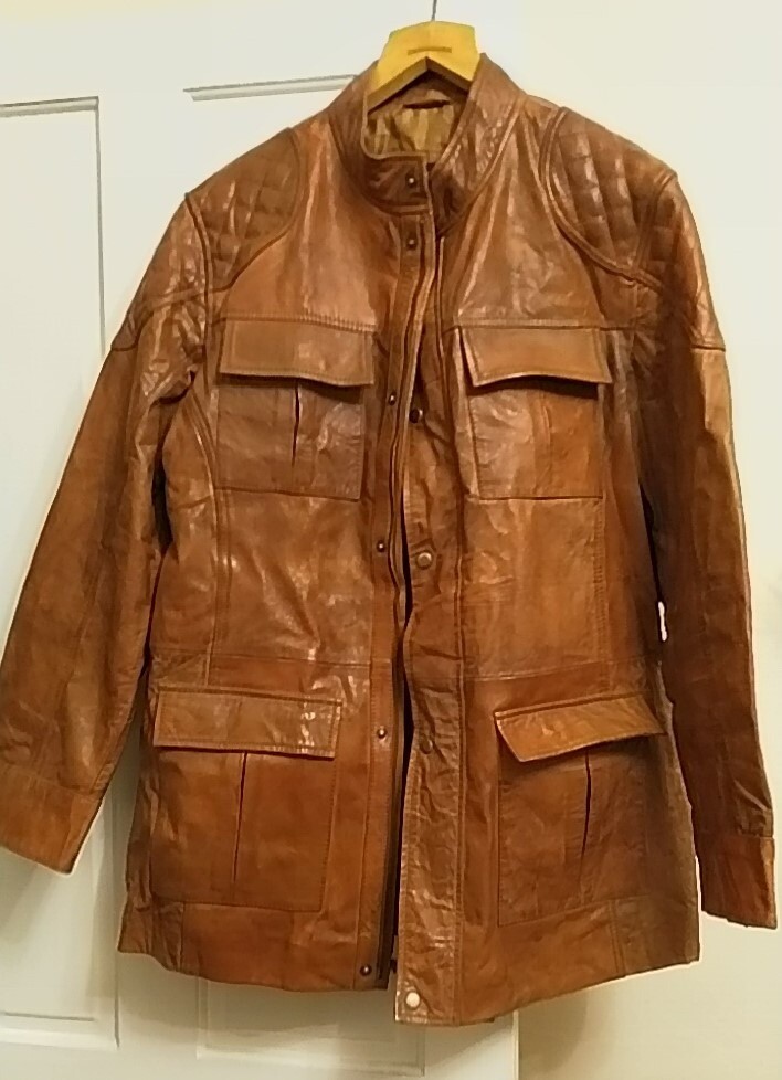 Mens brown leather coat 3XL starchy and hutch style in Washington