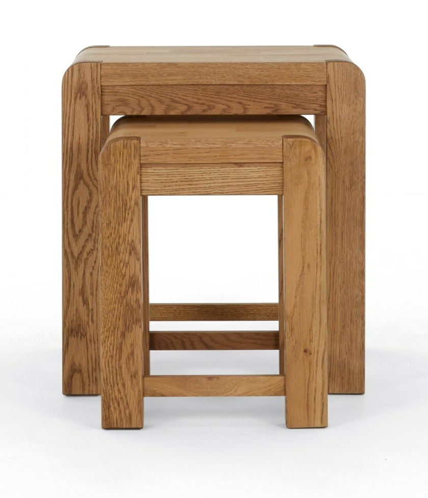 Ascot Chunky Oak Nest Of Tables / 2 Nested Tables / Occasional Tables 
