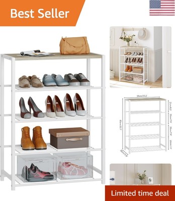 5-Tier Narrow for Closet, Small Shoe Storage Organizer for Entryway, Slim Sho...