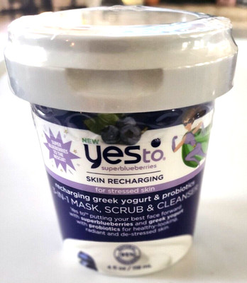 YES TO Superblueberries Recharging Greek Yogurt 3-in-1 Mask Scrub & Cleanser 4oz
