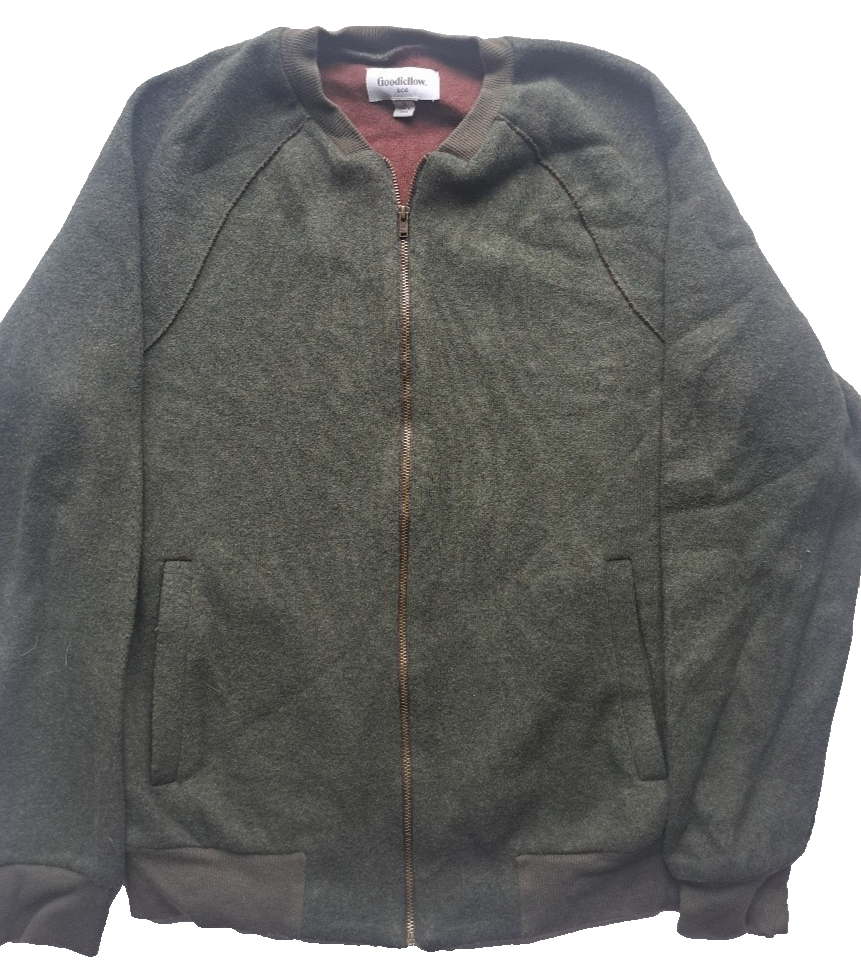 Men's Goodfellow & Co. Green w/Red Lining Knit Bomber Jacket Full Zip Size Small
