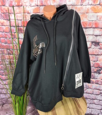Sweatshirt Kapuze Hoodie Oversize Italy Metallic Print SCHWARZ 38 40 42 44 