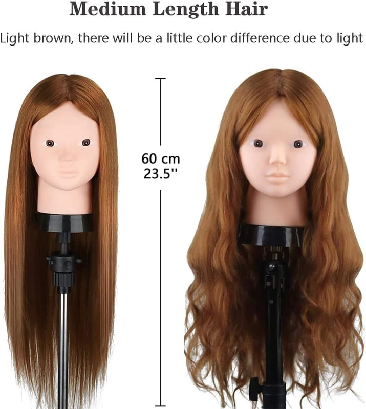 Mannequin Head with Human Hair, 23inch 80% Real Human Hair Cosmetology Mannequin