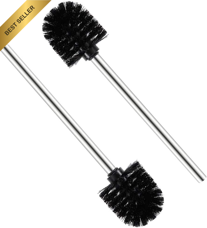 Toilet Brush Set of 2 with Stainless Steel Handle, Black