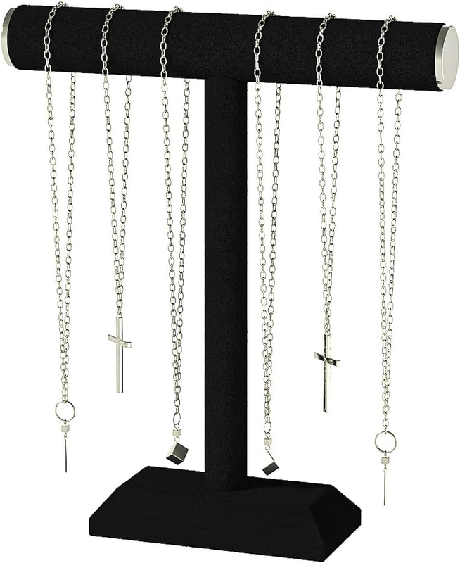 T Bar Necklace Holder Velvet Jewelry Display Stand 13 Inch Bracelet Organizer