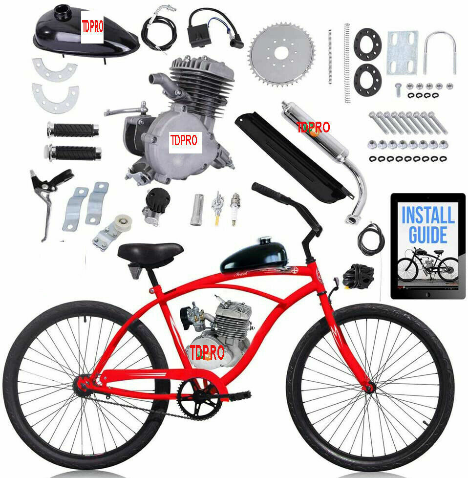 80cc Motorized 2-stroke Upgrade Bike Conversion Kit Diy Gas Engine ... - $ 57