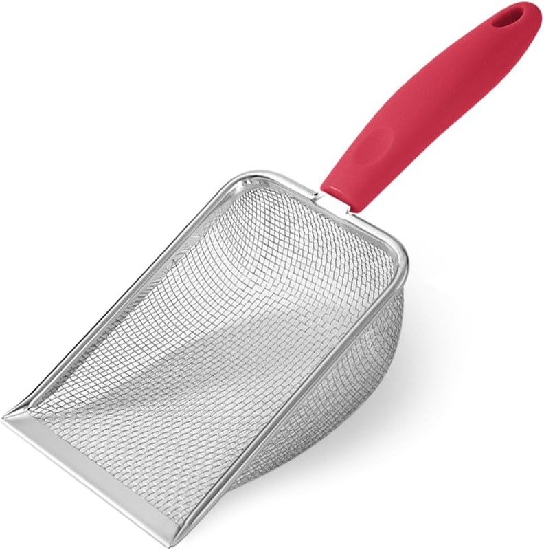 Cat Litter Scoop,Durable Litter Cleaner Corner Shovel,Stainless Steel Mesh Litte