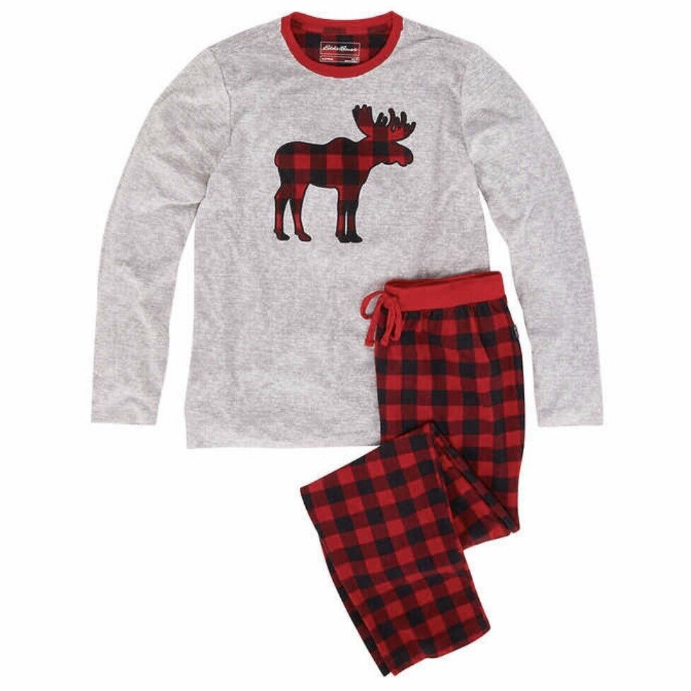 Men's Size XXL Eddie Bauer Christmas Holiday Family Sleep Set Pajamas Moose
