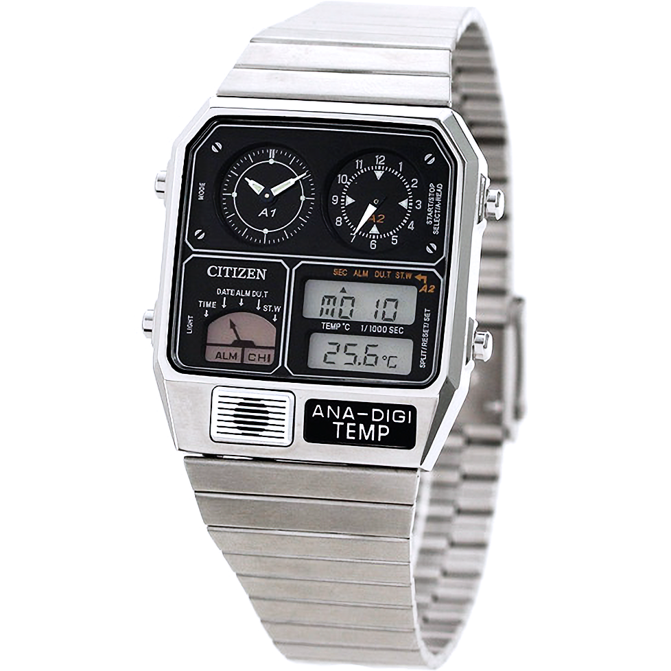 Pre-owned Citizen Collection Ana-digi Temp Jg2101-78e Analog Digital Silver Watch Unisex