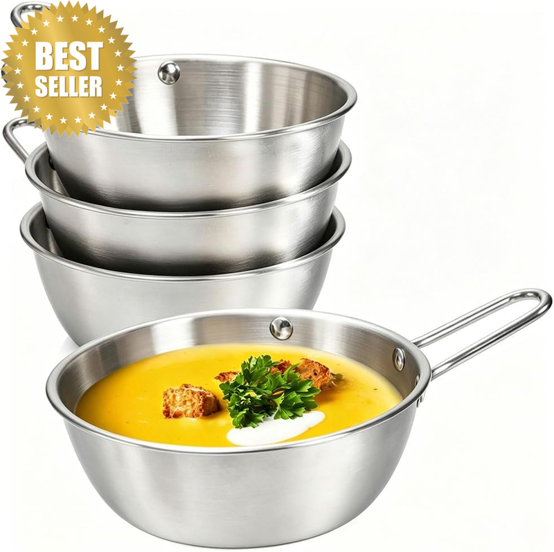 4Pcs Camping Bowls 31Oz, Stainless Steel Korean Traditional Bowls, round Rice Bo