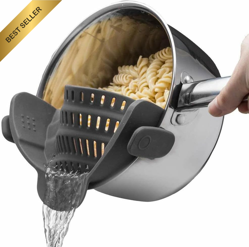 Silicone Clip On Pot Strainer Heat Resistant Pasta Noodle Vegetable Drainer