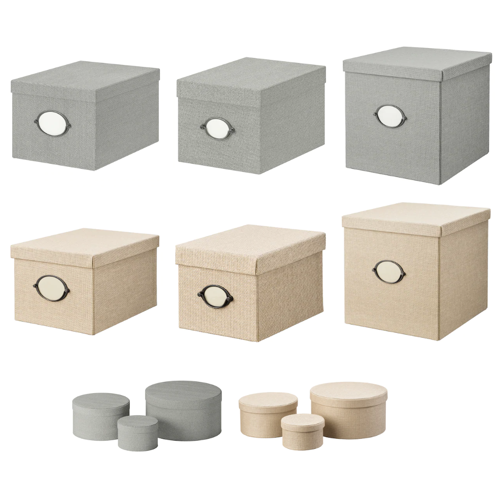 IKEA KVARNVIK Schachteln mit Dekel Box Kisten passt zu Kallax Aufbewahrung Kiste