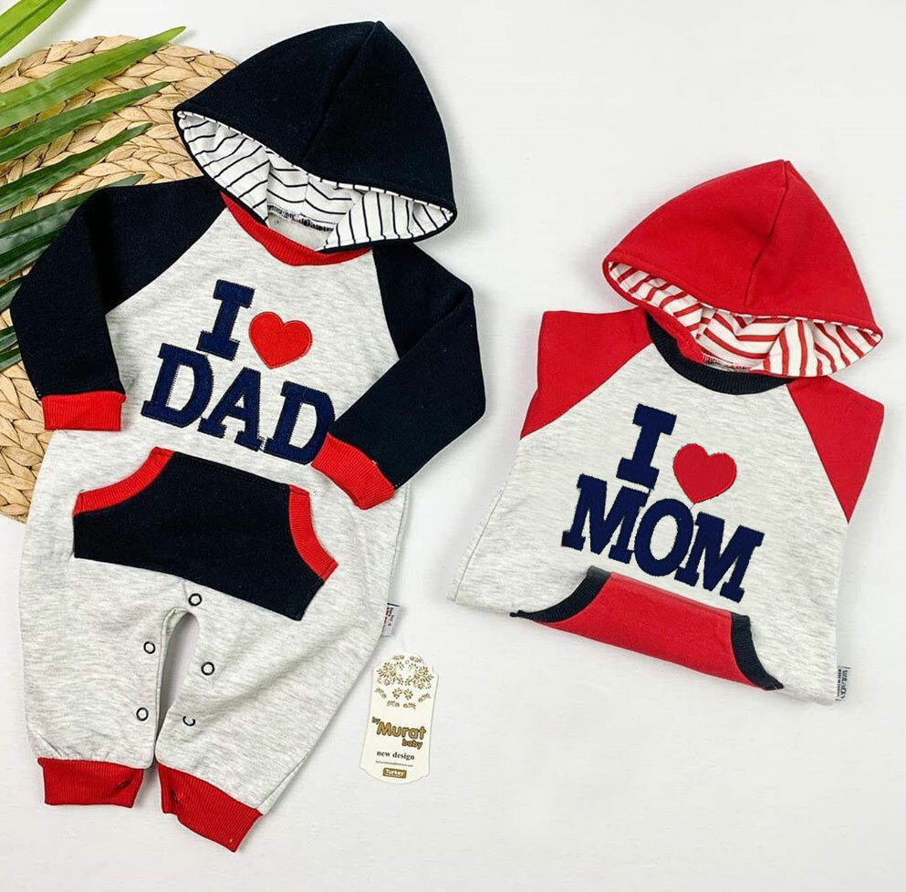 Strampler  Overall Jumpsuit Baby Body Junge Mädchen I Love Mom 